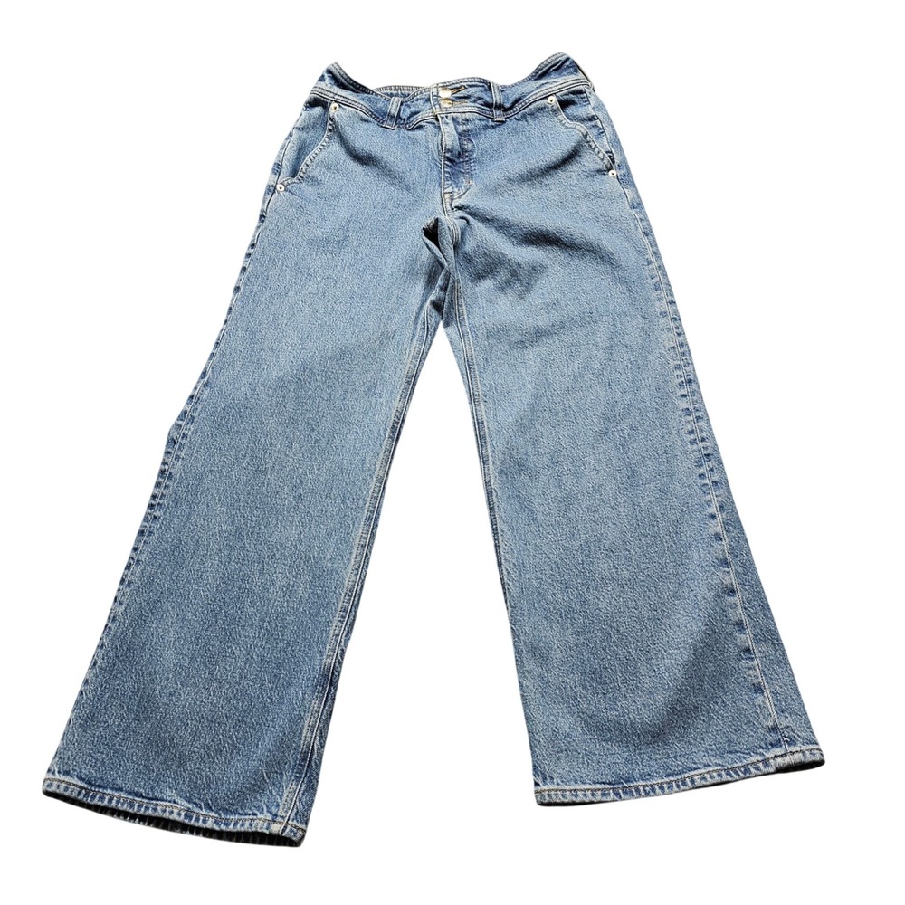 J.Crew Wide Leg Denim Jeans Womens 30 Blue High Rise Double Button Casual 5160